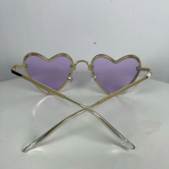 NWT | Free People Heart Eyes Oversized Sunglasses Lavender Lenses - Picture 3 of 4